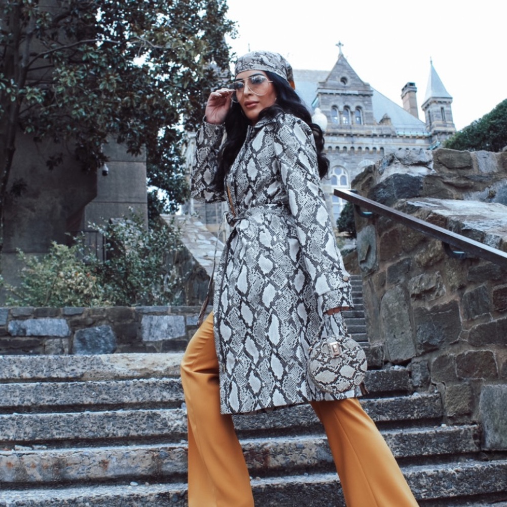 Snake print trench